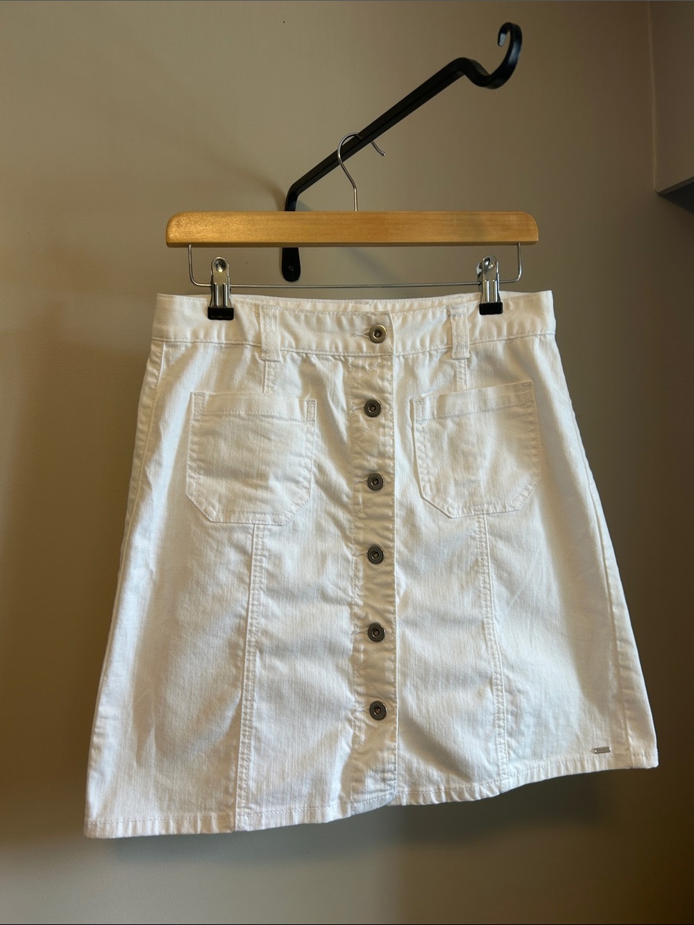 Tommy Hilfiger White Button-Front A-Line Skirt